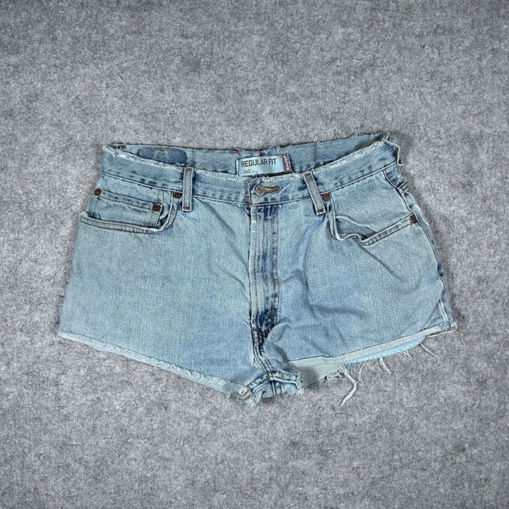 Levi's‎ 505 Denim Shorts Mens 33 Light Blue Regular Fit Cut Off (Womens) Summer